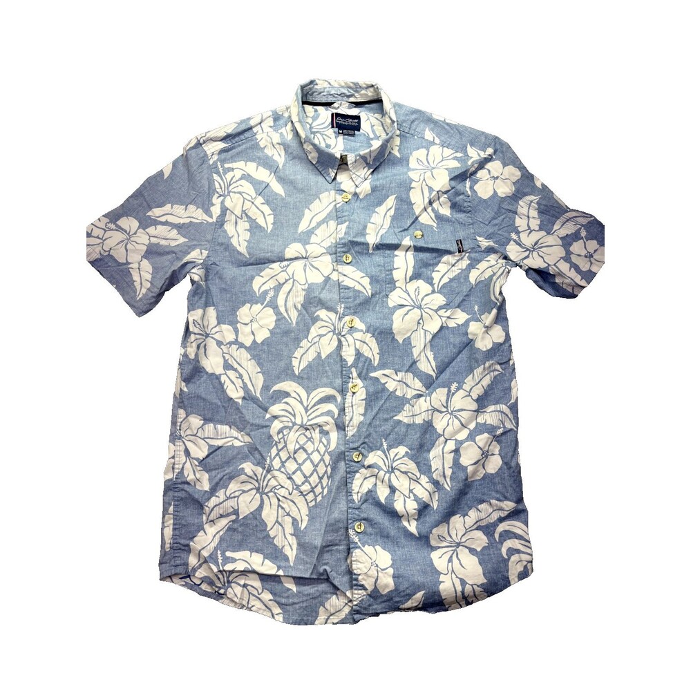 Sz M Jack O'Neill Reverse Stretch Hawaiian Aloha Shirt Tropical Floral Pineapple